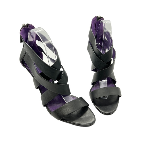 RALPH LAUREN PURPLE LABEL HEELS SANDALS WIDE STRAPPY GLADIATOR LEATHER US SZ 11 - Picture 2 of 10
